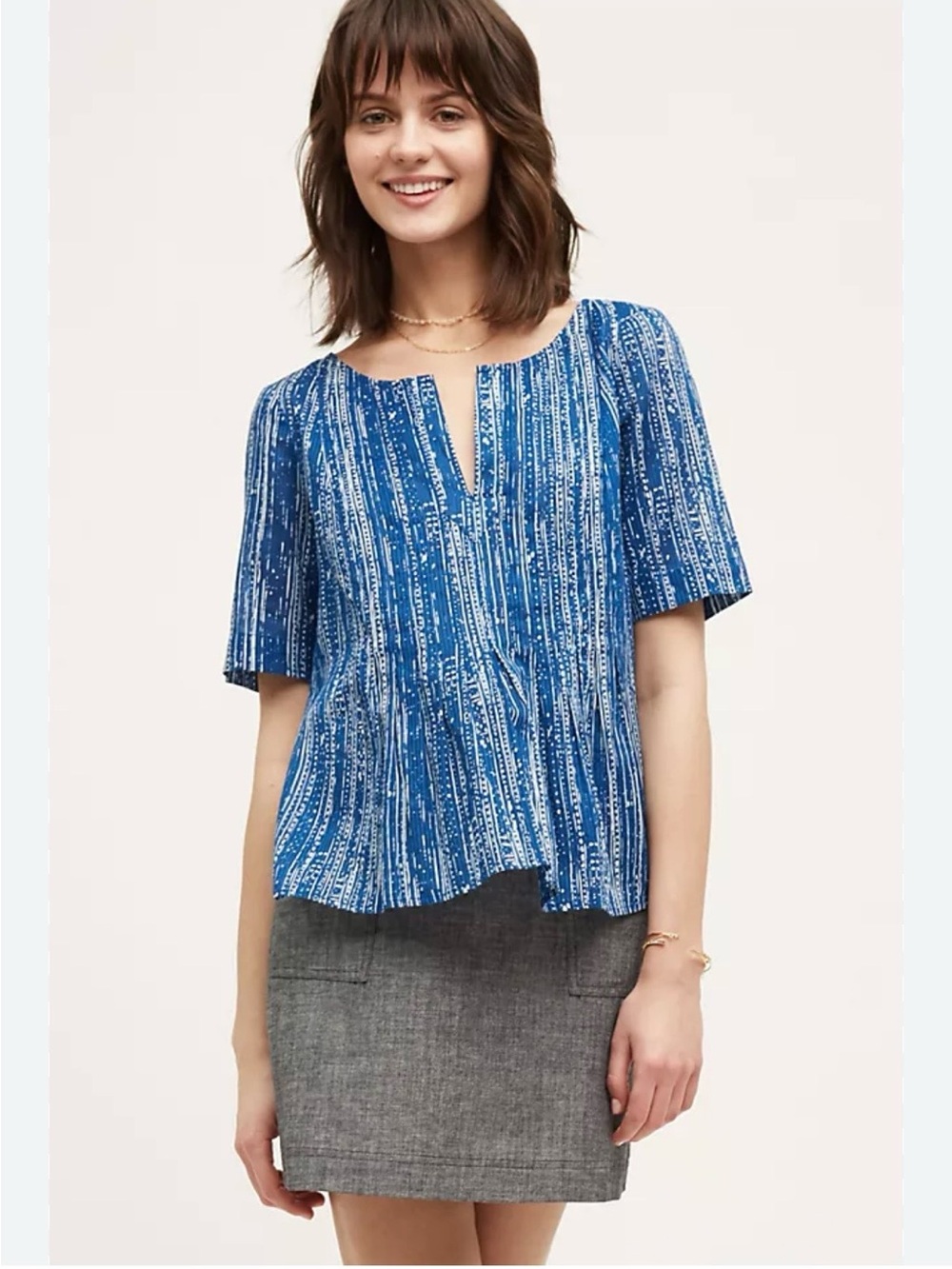 Orchid Island Anthropologie Blue Printed Tunic